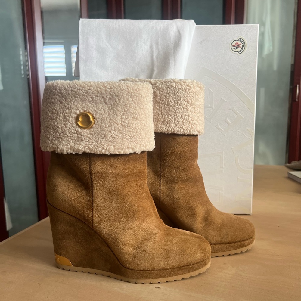 Moncler wedge boots women size 38